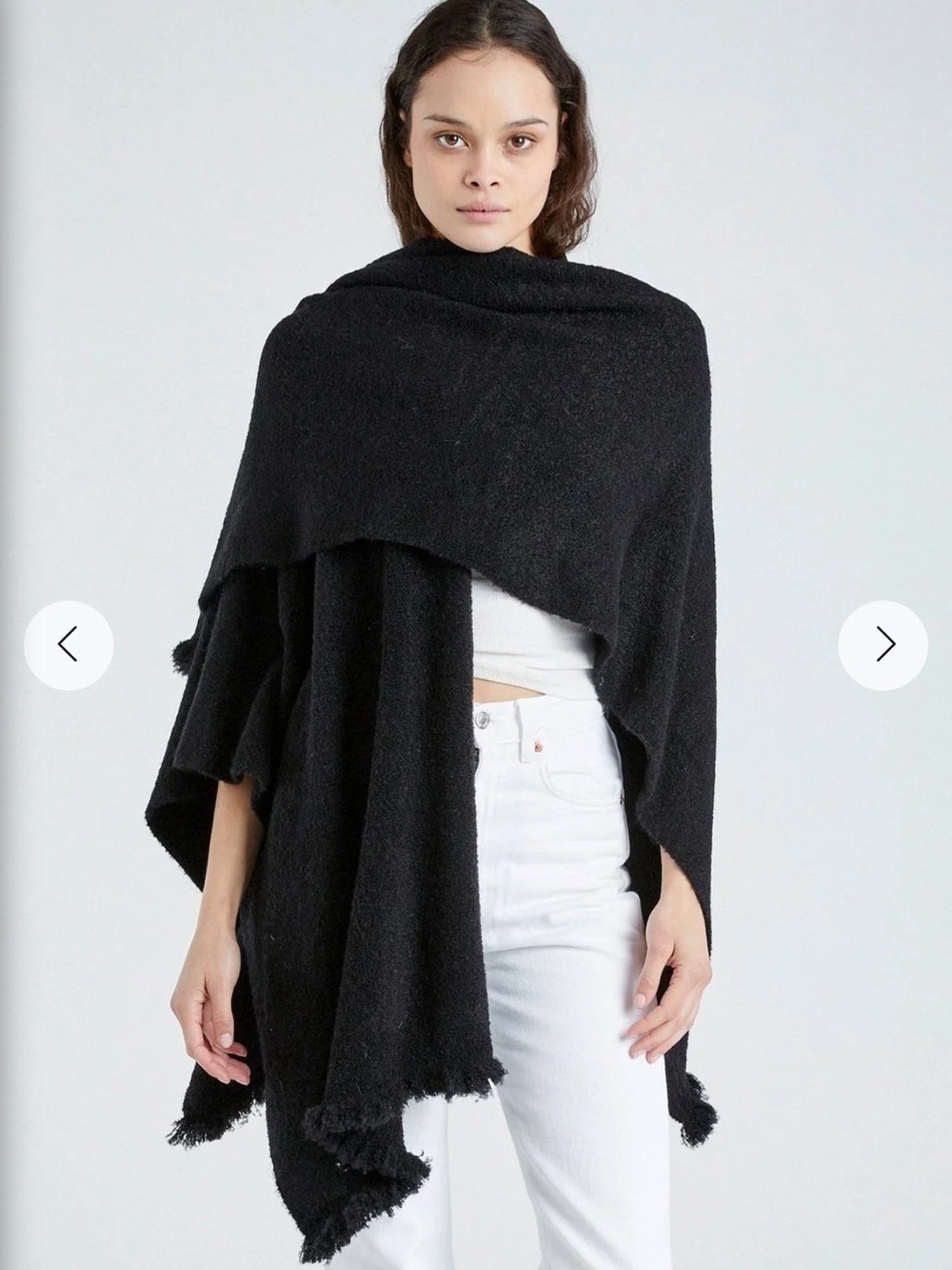 Beryll Black Cashmere Sweater Knit Serape Wrap Scarf Poncho One Size